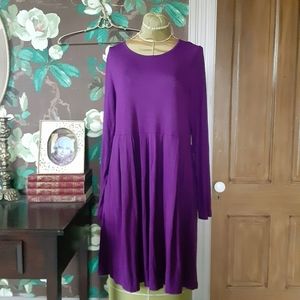 Purple Long Sleeve Mid Length Dress Size Large